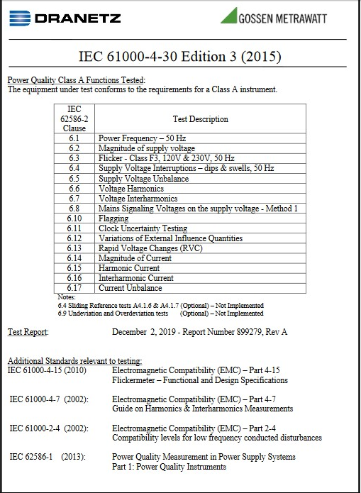 IEC 62586-IEC 61000-4-30符合性试验计量报告